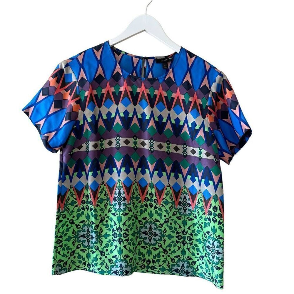 J CREW Gemstone Floral 100% Silk Top BlouseNew NWT SZ 6 #2009 - Picture 2 of 14